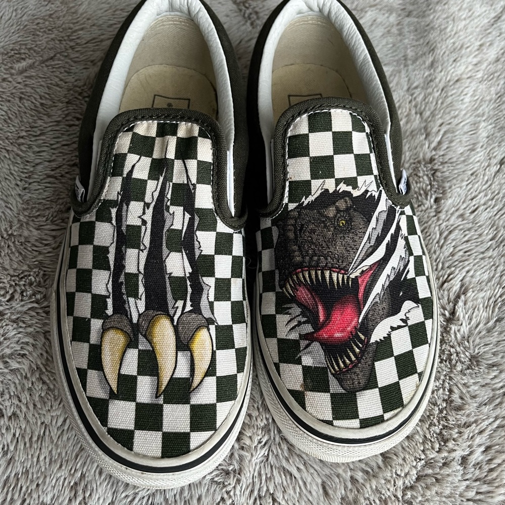 Vans Kids Classic Slip-On (Checkerboard) Dino/ True White
